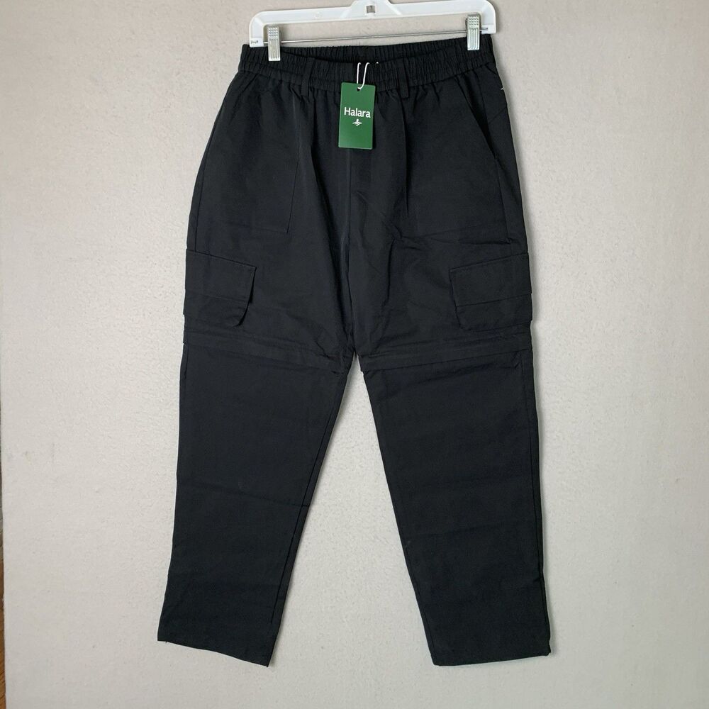 HALARA Convertible Pants Women Medium Black Cargo Track Joggers Hiking Outdoor